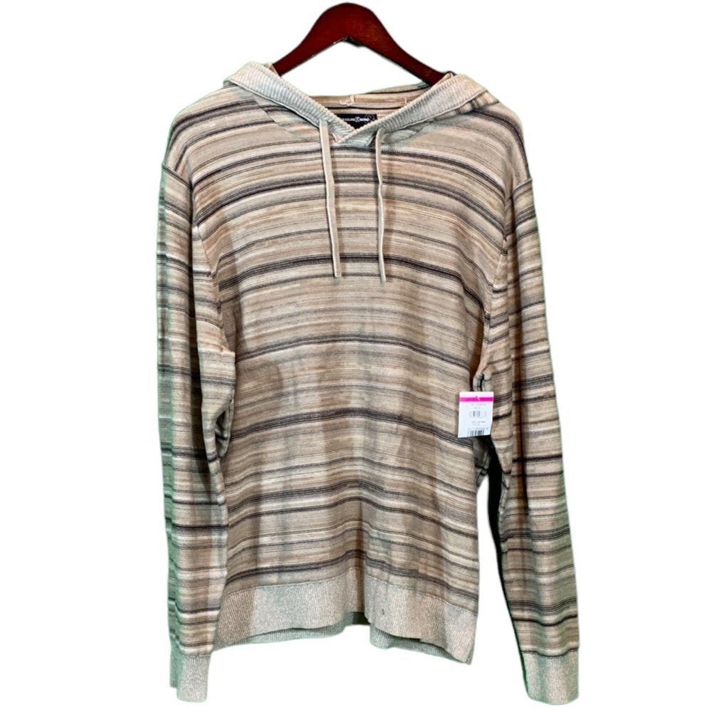 Treasure & Bond Men's Cotton Blend Sweater Goodie Tan Brown Striped - XL